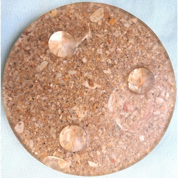 Vintage Lucite Trivet Seashells Round 5" x 5"x .75" - Picture 2 of 2